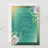 エメラルドグリーンの花々が咲き誇るローズウェディング 招待状 (正面)