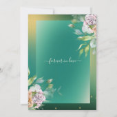 エメラルドグリーンの花々が咲き誇るローズウェディング 招待状 (裏面)