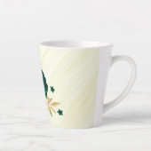 エメラルドグリーンの花とゴールドの葉と大理石 カフェラテマグ (右)