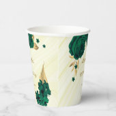 エメラルドグリーンの花とゴールドの葉の大理石 紙コップ (右)