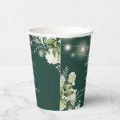 エメラルドグリーンの花と葉のストリングライト ウェディング 紙コップ (右)