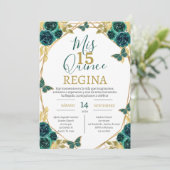 エメラルドグリーンの花と蝶のキンセアニエラ 招待状 (スタンド正面)