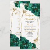 エメラルドグリーンの花のキンセアニエラプログラム 招待状 (正面/裏面)