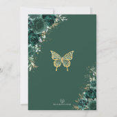 エメラルドグリーンの花のキンセアニエラ クラウンプリンセス 招待状 (裏面)