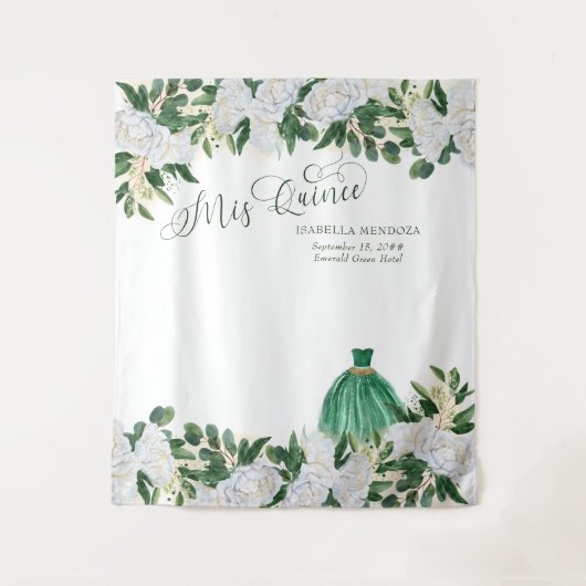 エメラルドグリーンの花のプリンセスのキンセアニエラの背景 タペストリー (正面)