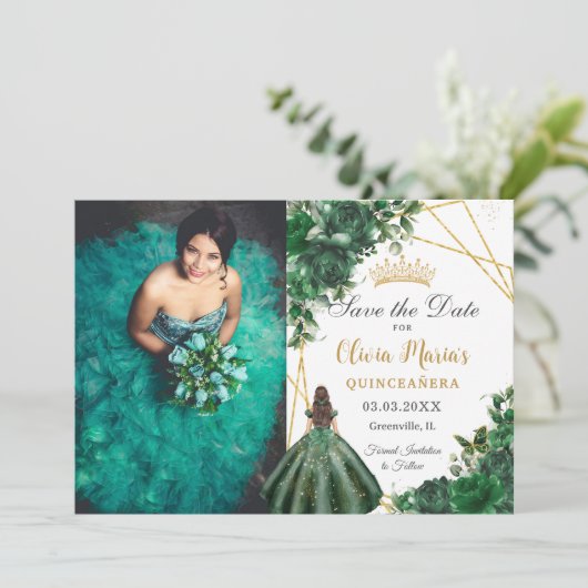 エメラルドグリーンの花のプリンセスのキンセアニエラ写真 セーブザデート (スタンド正面)