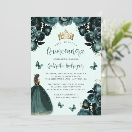 エメラルドグリーンの花のプリンセスのキンセアニエラ 招待状 (スタンド正面)