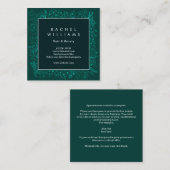 エメラルドグリーンの花のボーダー正方形の名刺 スクエア名刺 (正面/裏面)