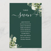 エメラルドグリーンの花の席次表テーブルナンバー 招待状 (裏面)