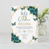 エメラルドグリーンの花の蝶のキンセアニエラ 招待状 (スタンド正面)