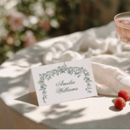 エメラルドグリーンの花柄ボヘミアンシックな結婚式プレイスカード テーブルナンバー