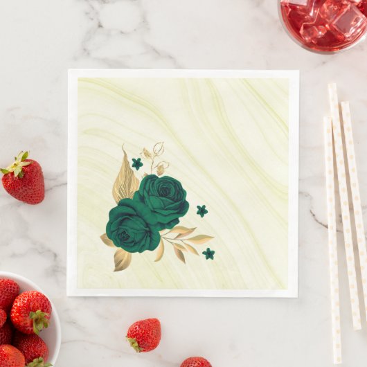 エメラルドグリーンの花葉金ゴールド大理石 (インサイチュ)