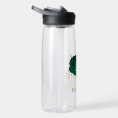 エメラルドグリーンの花葉金ゴールド ウォーターボトル (右面)