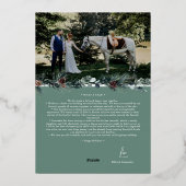 エメラルドグリーンの若草のヴィンテージなメリーマリードポートレート 箔シーズンカード (裏面)