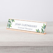 エメラルドグリーンの葉-セラピスト デスクネームプレート (正面)