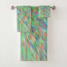 エメラルドグリーンの虹の光の破裂 バスタオルセット