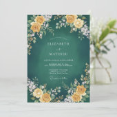 エメラルドグリーンの豪華な植物ウェディング 招待状 (スタンド正面)