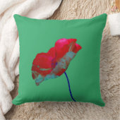 エメラルドグリーンの赤い青のポピー クッション (ブランケット)