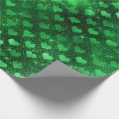 エメラルドグリーンの輝くハート柄 ラッピングペーパー (角)