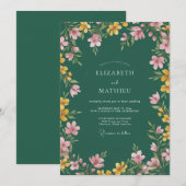 エメラルドグリーンの輝く草原の結婚式 招待状 (正面/裏面)