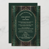 エメラルドグリーンの轟々たる1920年代のウェディング招待状 招待状 (正面/裏面)