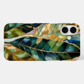 エメラルドグリーンの金の葉の美しいスマホケース Case-Mate iPhoneケース (裏面 (横))