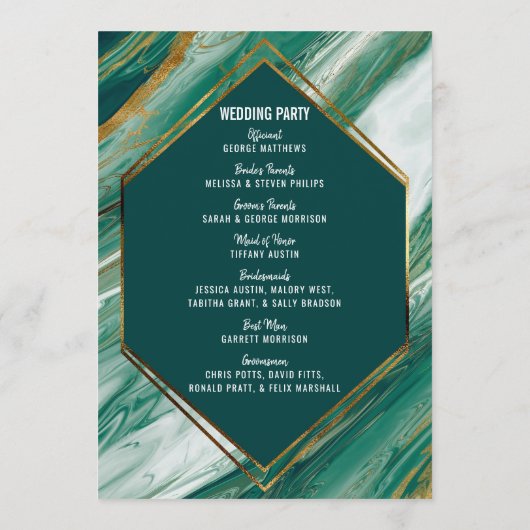 エメラルドグリーンの金ゴールドの抽象芸術の瑪瑙の大理石プログラム プログラム (裏面)