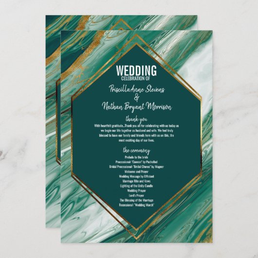 エメラルドグリーンの金ゴールドの抽象芸術の瑪瑙の大理石プログラム プログラム (正面/裏面)