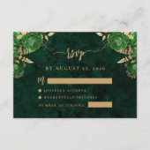 エメラルドグリーンの金色の花アゲートの結婚式RSVP エンクロージャーカード (正面)