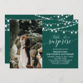 エメラルドグリーンの20周年記念写真ウェディング アニバーサリー 招待状 (正面/裏面)