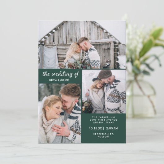 エメラルドグリーンの3枚 | 結婚s 招待状 (スタンド正面)