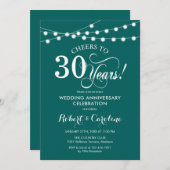 エメラルドグリーンの30周年結婚記念日 招待状 (正面/裏面)