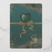 エメラルドグリーンの「save the date」ゴールド箔押し招待状 箔招待状 (裏面)