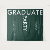 エメラルドグリーンはっきりしたパーソナライズド卒業背景 タペストリー (正面(横))