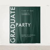 エメラルドグリーンはっきりしたパーソナライズド卒業背景 タペストリー (正面)