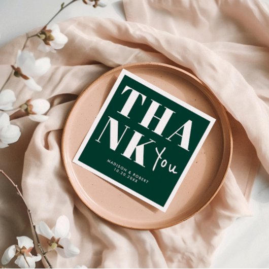 エメラルドグリーンはっきりしたミニマリストありがとうござ結婚う スタンダードカクテルナプキン