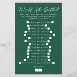 エメラルドグリーンは彼女はむしろブライダルシャワーゲームをする