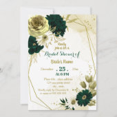 エメラルドグリーンアイボリー金ゴールド幾何学ブライダルシャワー 招待状 (正面)