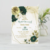 エメラルドグリーンアイボリー金ゴールド幾何学ブライダルシャワー 招待状 (スタンド正面)