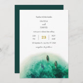 エメラルドグリーンアイランドコースタルラグーンビーチ結婚式 招待状 (正面/裏面)