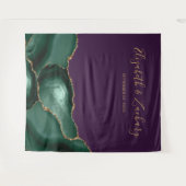 エメラルドグリーンアゲテ結婚パープルの写真ブース タペストリー (正面(横))