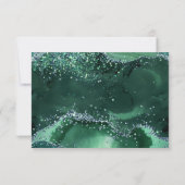 エメラルドグリーンアゲートアーチシルバー結婚グリッター 出欠カード (裏面)