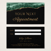 エメラルドグリーンアゲートオンブラックアポイントメントカード (正面&裏面)