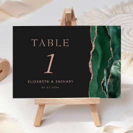 エメラルドグリーンアゲートバラ金ゴールドダーク結婚ズ テーブルナンバー