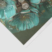 エメラルドグリーンアフリカンウーマンポートレートデコパージュ 薄葉紙 (詳細)