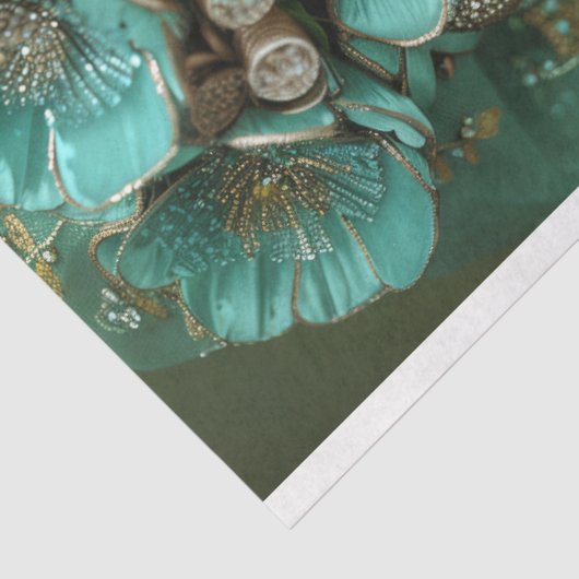 エメラルドグリーンアフリカンウーマンポートレートデコパージュ 薄葉紙 (詳細)