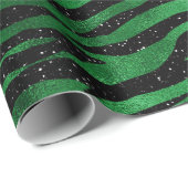 エメラルドグリーンアンドブラックグラムアニマルプリント ラッピングペーパー (ロールコーナー)