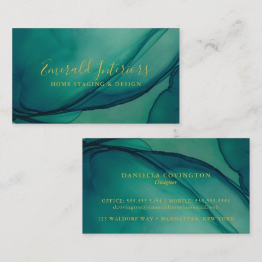 エメラルドグリーンインクウェル 名刺 (正面/裏面)