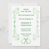 エメラルドグリーンウェディングが日付のベルを除く セーブザデート (正面)