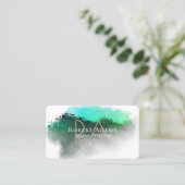 エメラルドグリーンウォーターのカラー抽象芸術 モノグラムの 名刺 (スタンド正面)